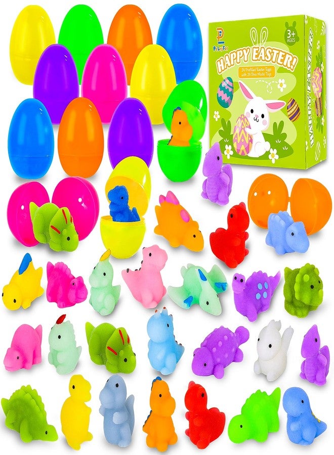 PaLeyFer 24 Pack Prefilled Easter Eggs with Squishy Dinosaur Toys inside for Kids, Easter Basket Stuffers Fillers Mochi Stress Relief Toys for Easter Hunt, Party Favor, Easter Gifts, Classroom Prizes - Image 1